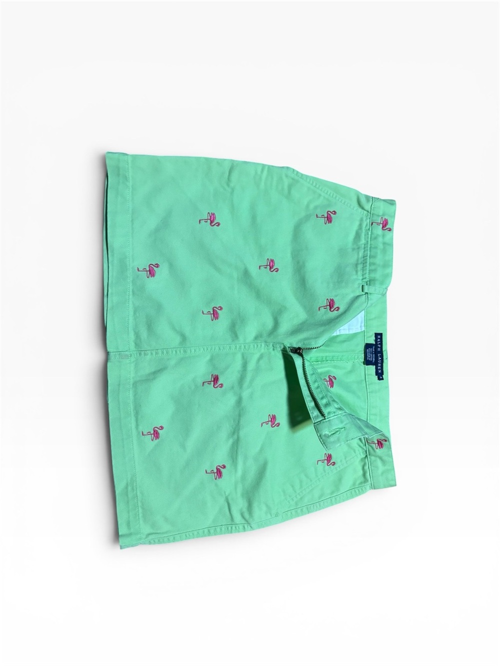 Ralph Lauren Mint Green Embroidered Flamingo Pencil Skirt - Picture 2 of 2